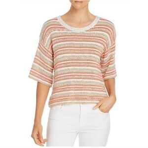 La Vie By Rebecca Taylor Knitted Multicolor Gold Metallic Shirt Size Small